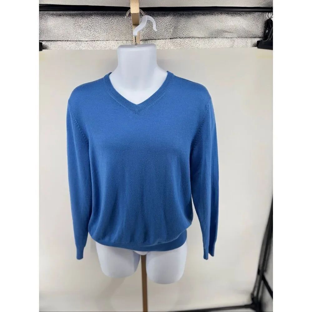Vineyard Vines Merino Silk Cashmere V-Neck Sweater Men’s M Blue Preppy